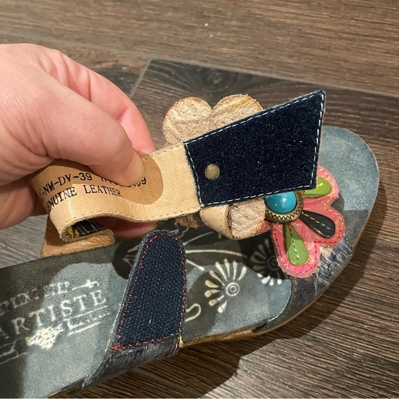 L'Artiste by Spring Step Bari Tooled Leather Floral Boho Slide Sandals 8.5 - Picture 12 of 14